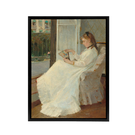 Portrait of Sister at a Window Morisot Black Framed Canvas Wall Art Print