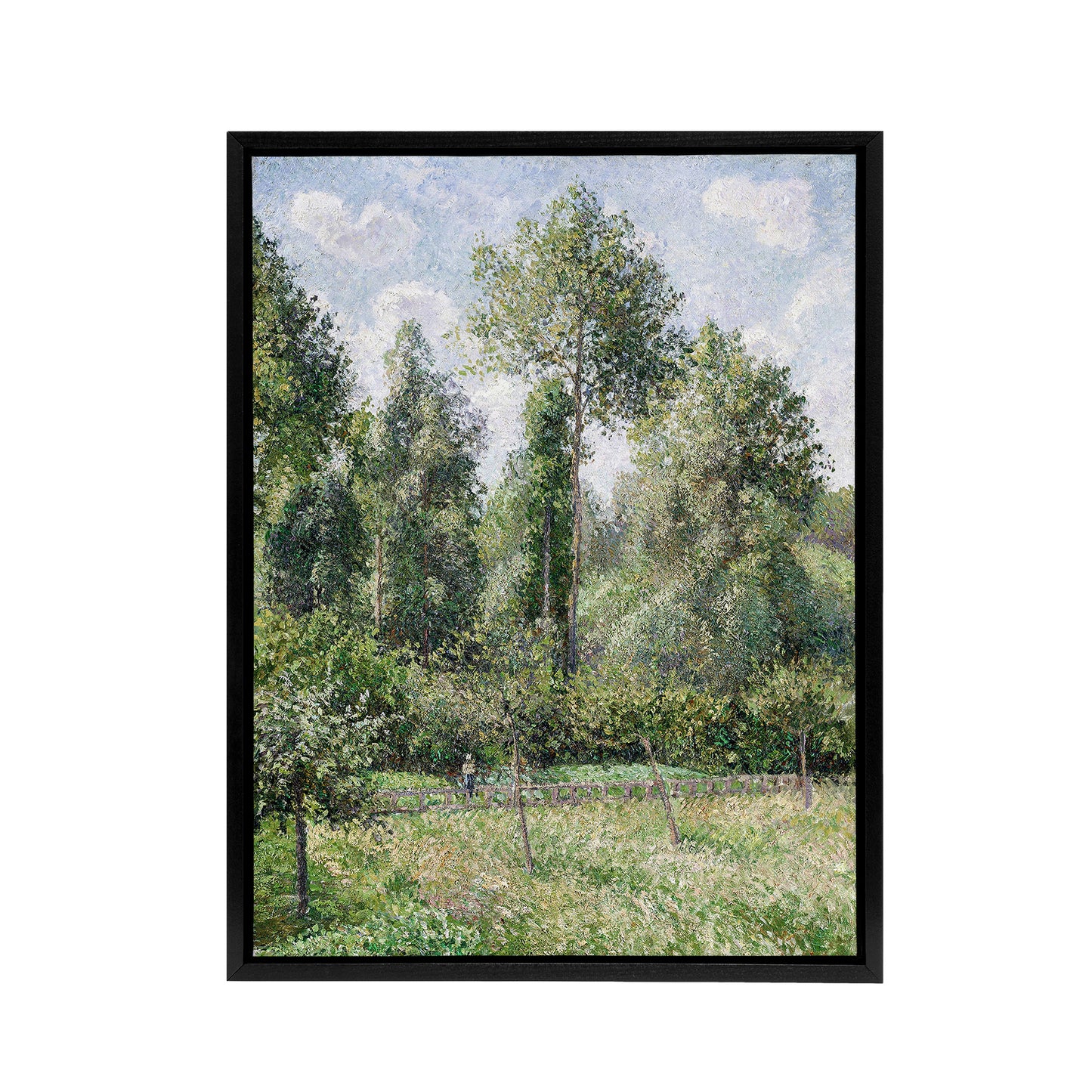 Eragny Poplars Landscape Camille Pissarro Black Framed Canvas Wall Art