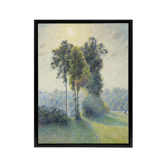 Sunset Landscape at Saint Charles Pissarro Black Framed Canvas Wall Art