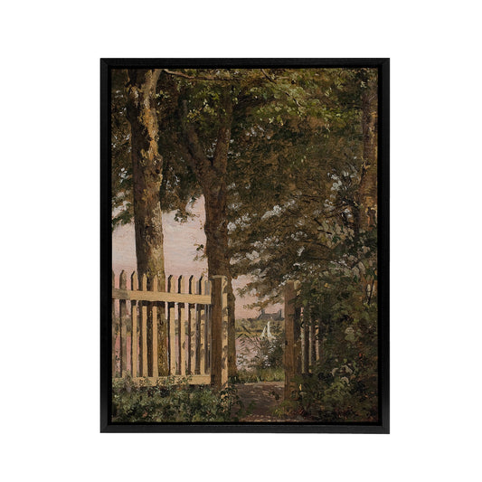 Sailboat and the Garden Gate Christen Kobke Black Framed Canvas Wall Art