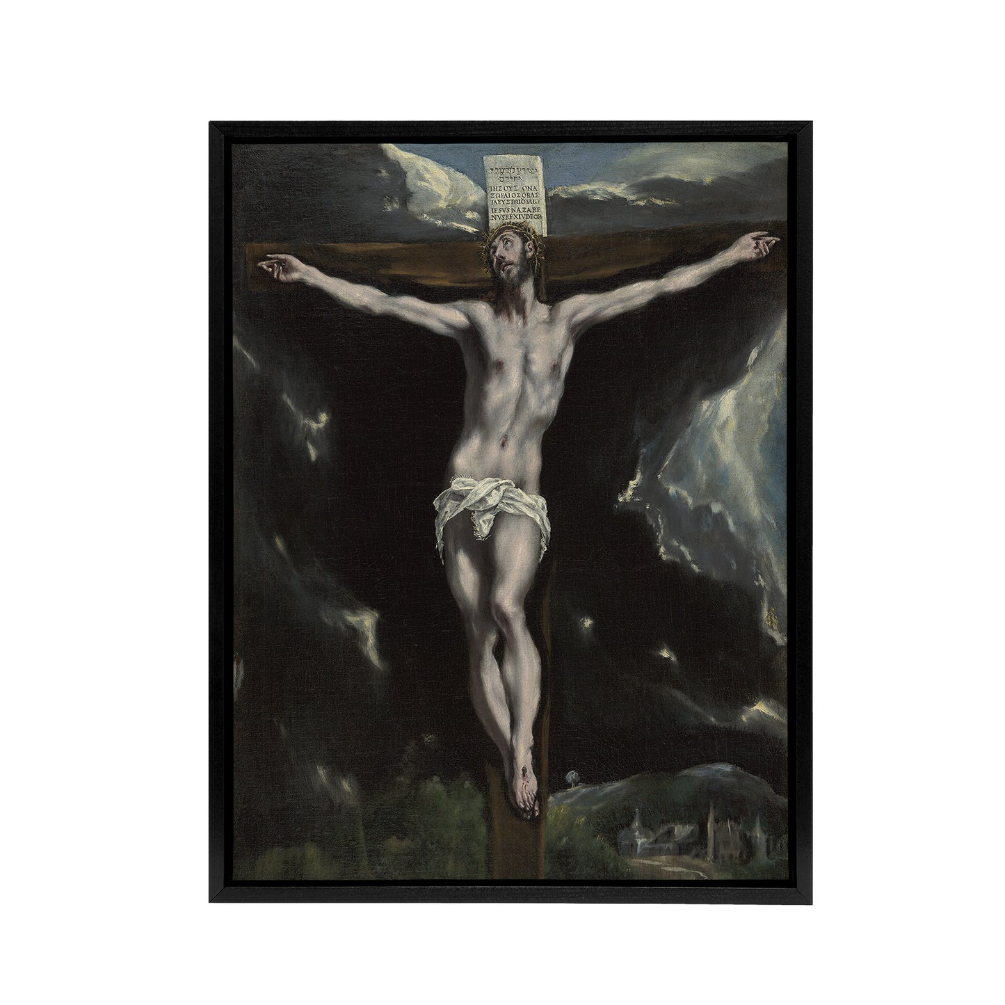 Christ on the Cross Cropped Oil Painting El Greco Framed Canvas Wall Art