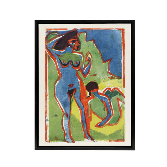Abstract Bathing Women Ernst Ludwig Kirchner Black Framed Canvas Wall Art