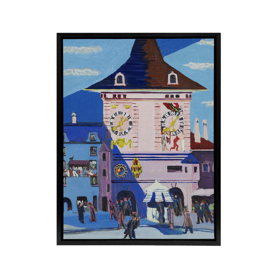 Bern with Belltower Ernst Ludwig Kirchner Black Framed Canvas Wall Art