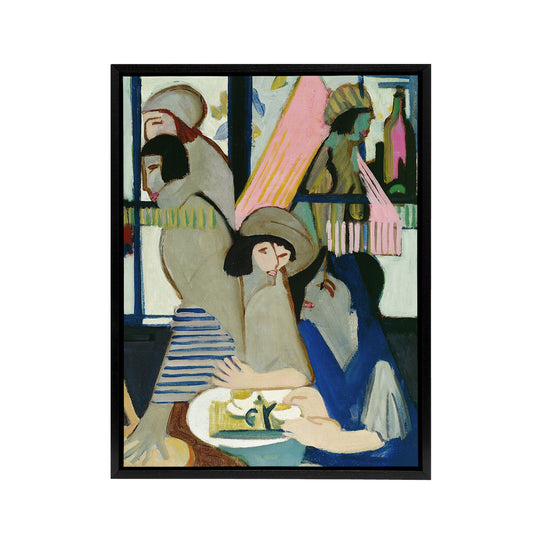 The Cafe Abstract Painting Kirchner Black Framed Canvas Wall Art Print