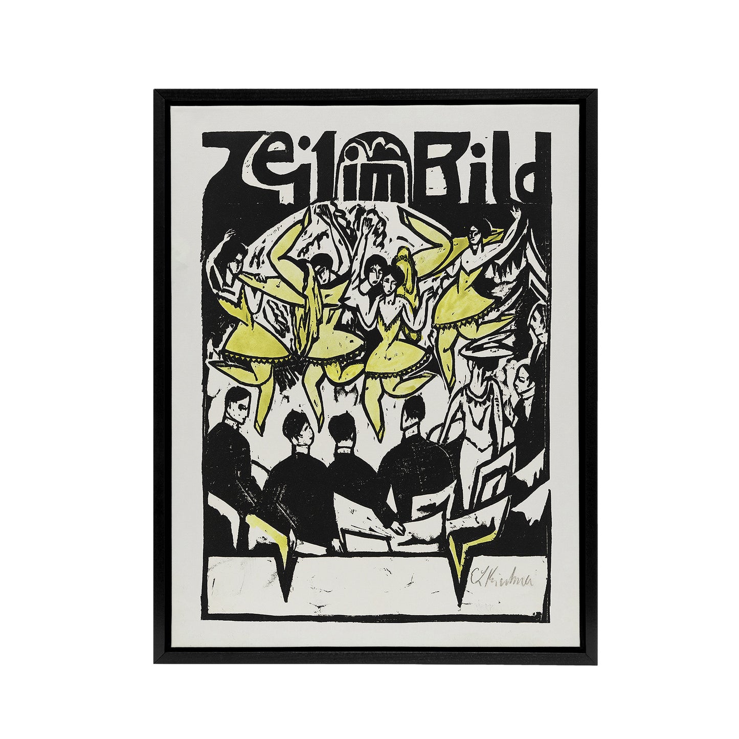 Female Dancers At The Ice Palace Kirchner Black Framed Canvas Wall Art