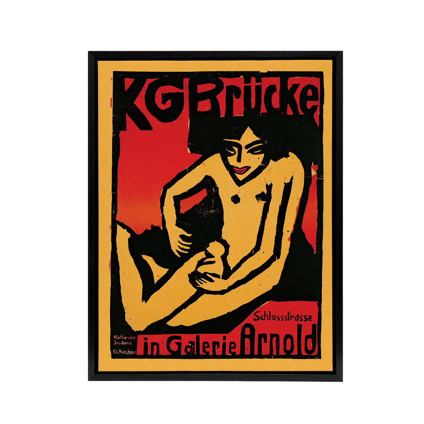Exhibition Poster for Die Brucke Kirchner Black Framed Canvas Wall Art