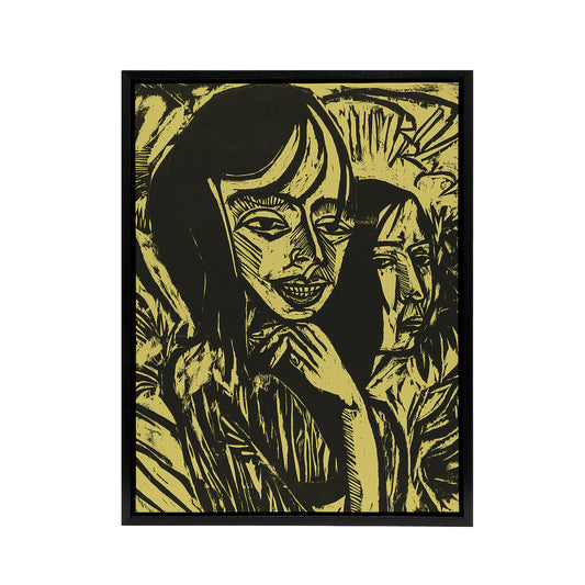 Fehmarn Girls Portrait Ernst Ludwig Kirchner Black Framed Canvas Wall Art