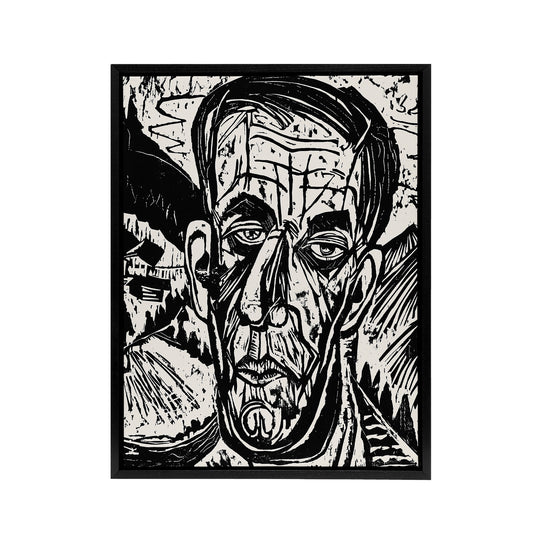 Head of Van de Velde Ernst Ludwig Kirchner Black Framed Canvas Wall Art
