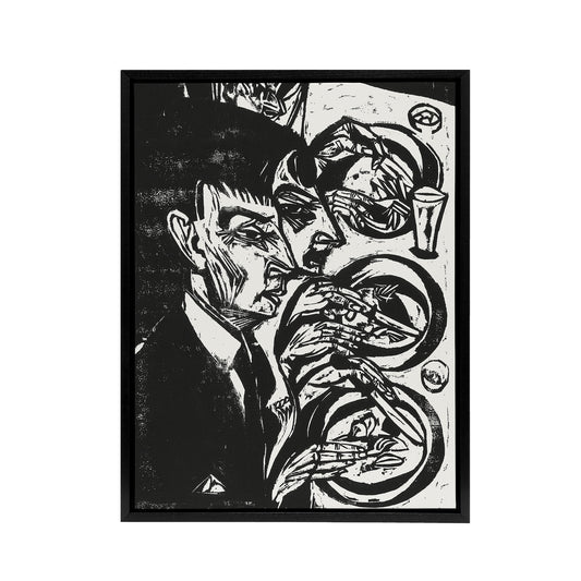 Anxious Nervous People at Dinner Kirchner Black Framed Canvas Wall Art