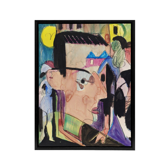 Abstract Self Portrait Ernst Ludwig Kirchner Black Framed Canvas Wall Art