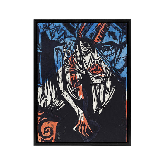 The Agonies of Love Ernst Ludwig Kirchner Black Framed Canvas Wall Art
