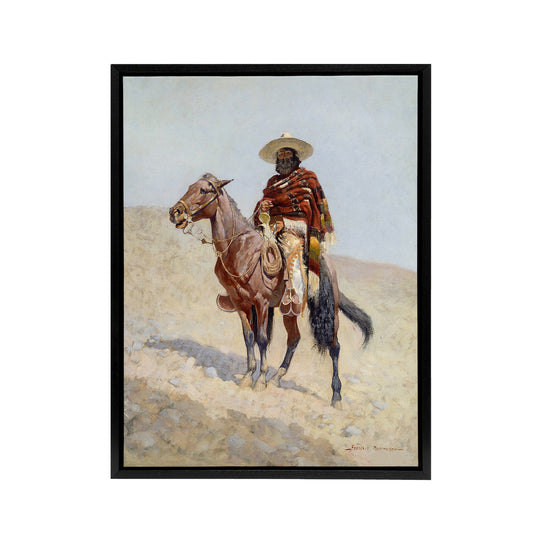 A Mexican Vaquero Cowboy Frederic Remington Black Framed Canvas Wall Art