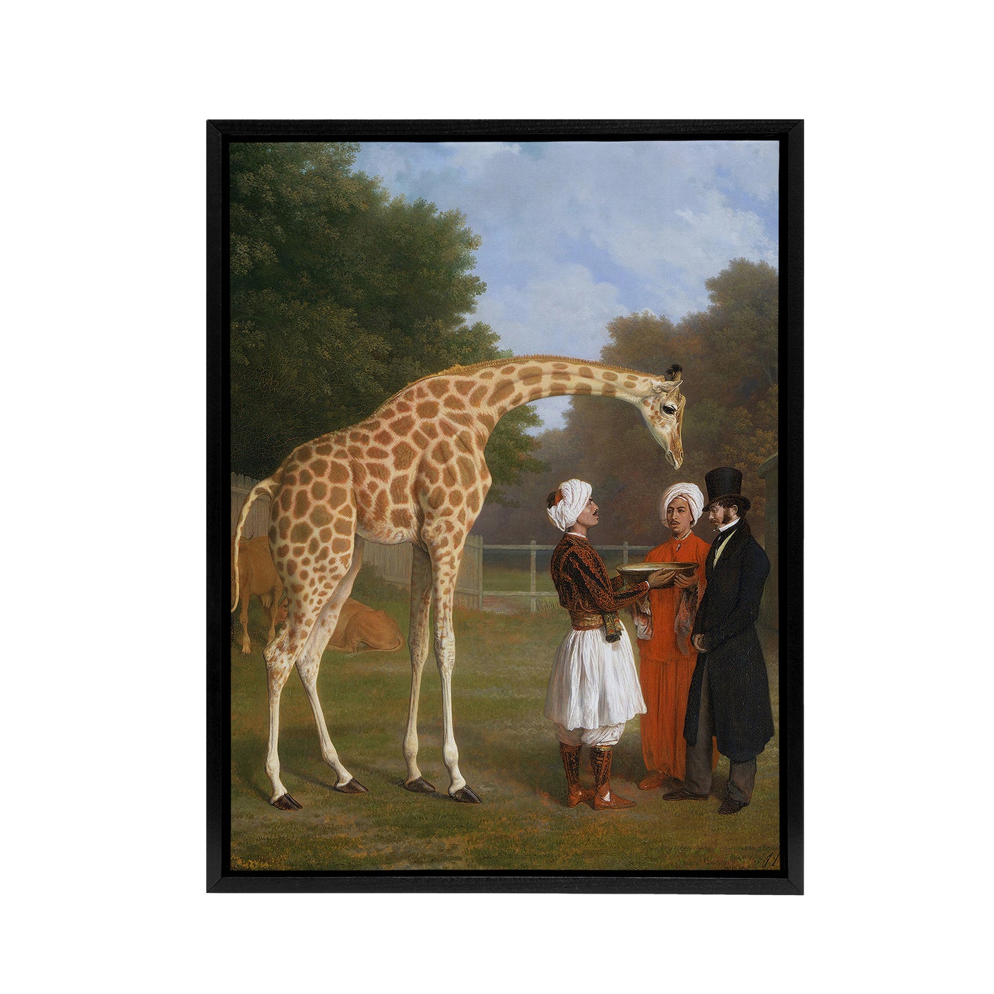 Nubian Giraffe Oil Painting Agasse Black Framed Canvas Wall Art Print