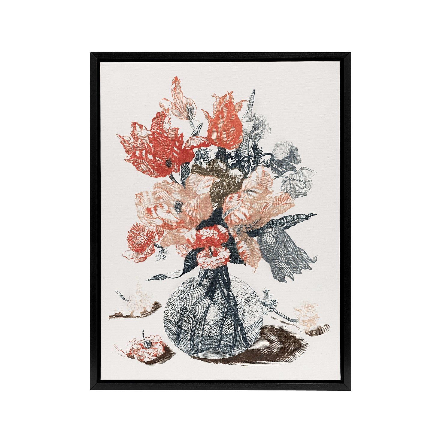Glass Vase With Spring Flowers Johan Teyler Black Framed Canvas Wall Art