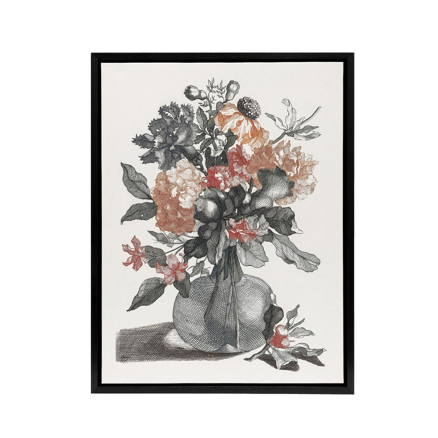 Spring Flowers in a Vase Still Life Teyler Black Framed Canvas Wall Art