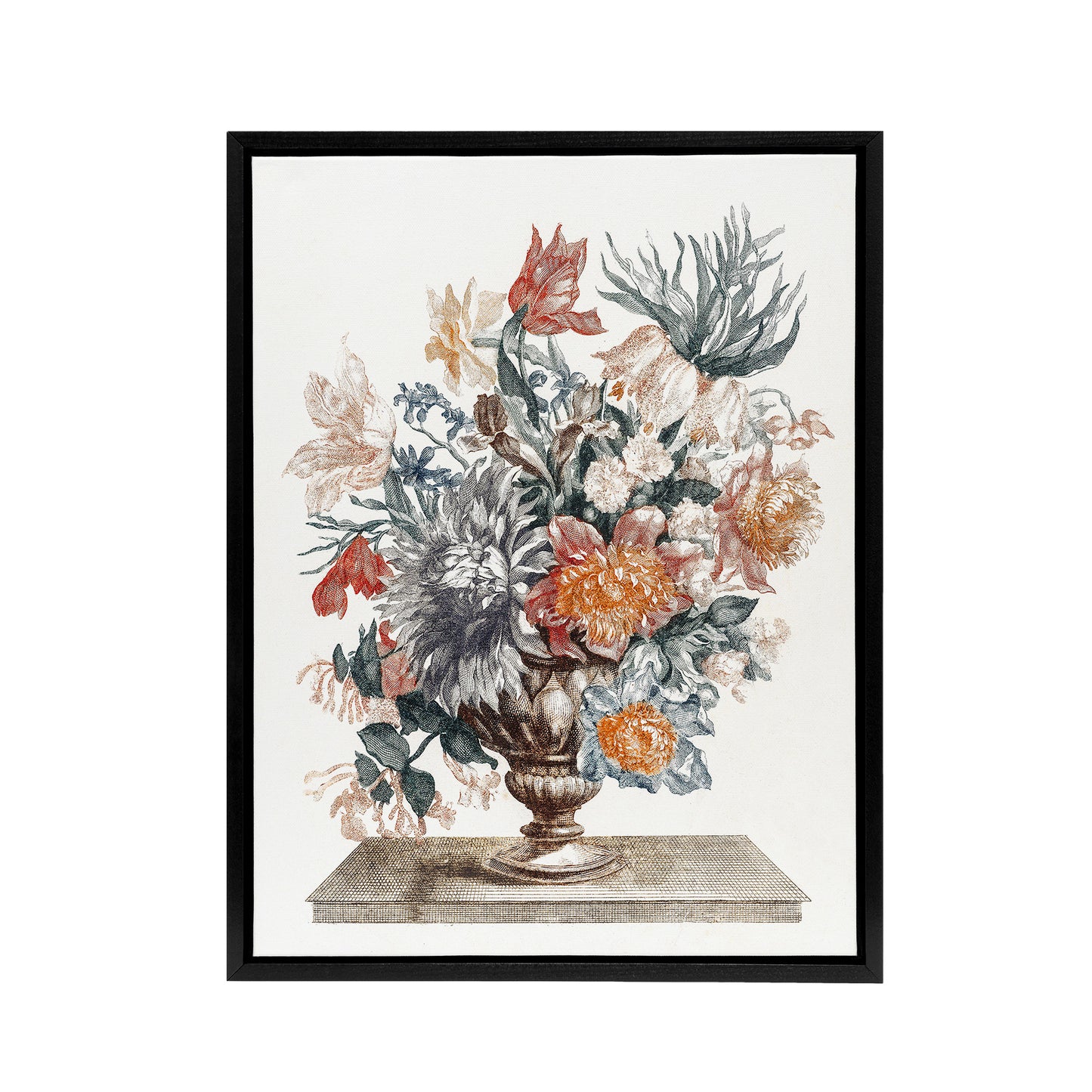 Stone Vase with Flower Bouquet Johan Teyler Black Framed Canvas Wall Art
