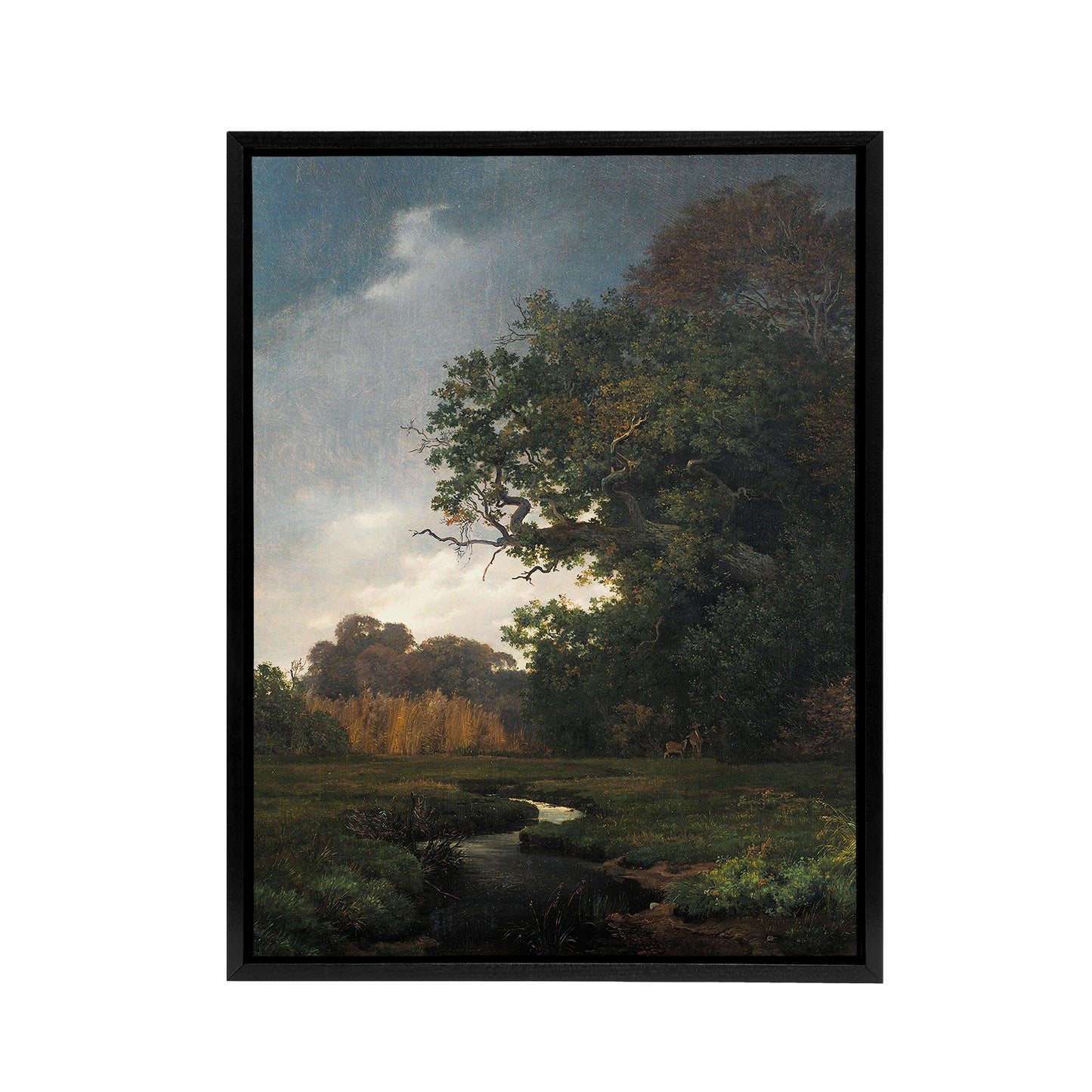 Landscape With Gray Weather Lundbye Black Framed Canvas Wall Art Print