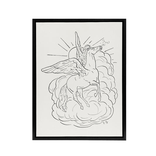 Pegasus Flies In Front Of A Cloud Leo Gestel Black Framed Canvas Wall Art