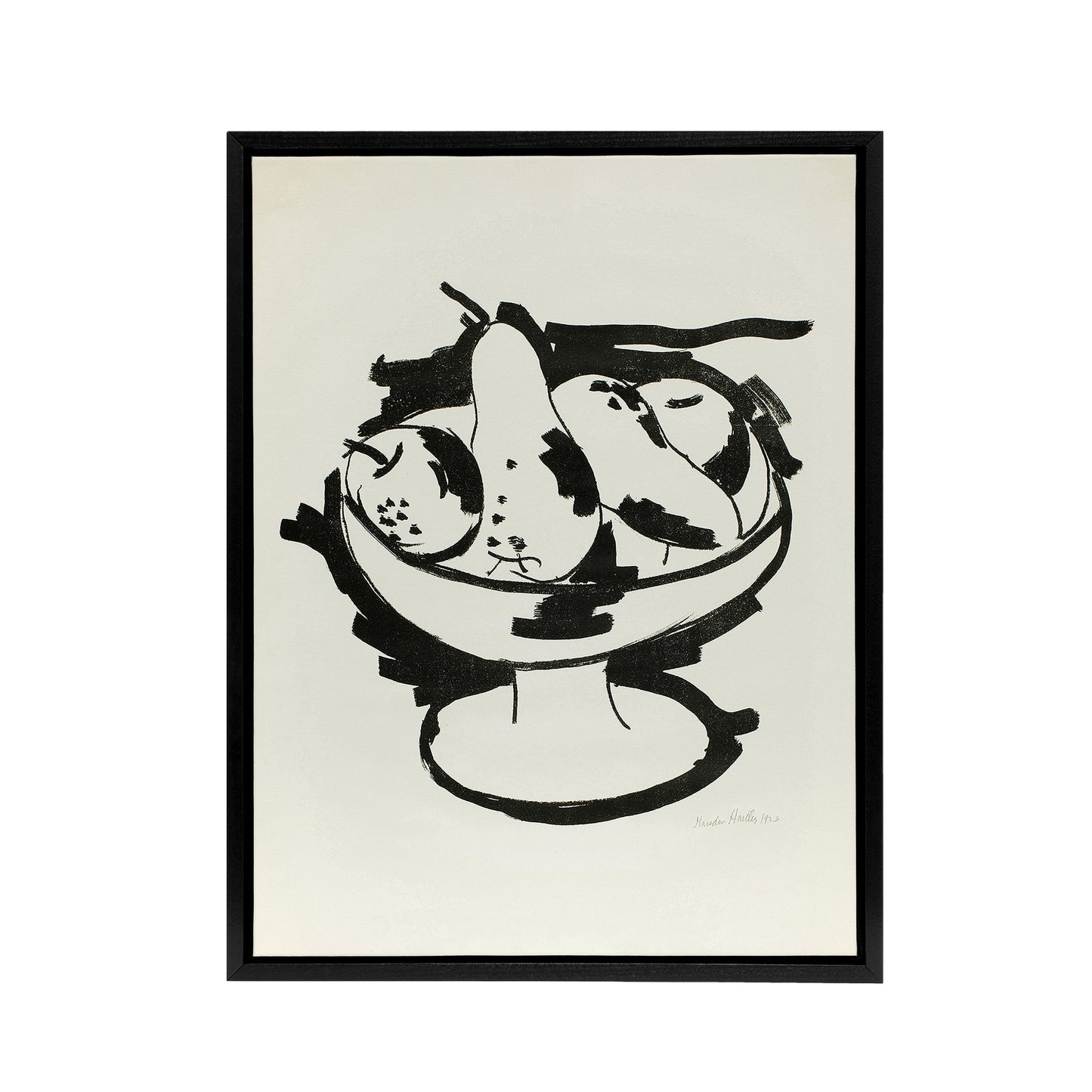 Bowl of Fruit Still Life Sketch Hartley Black Framed Canvas Wall Art