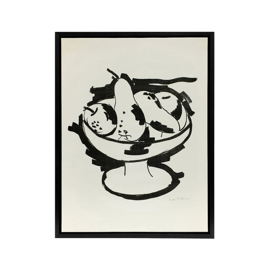 Bowl of Fruit Still Life Sketch Hartley Black Framed Canvas Wall Art