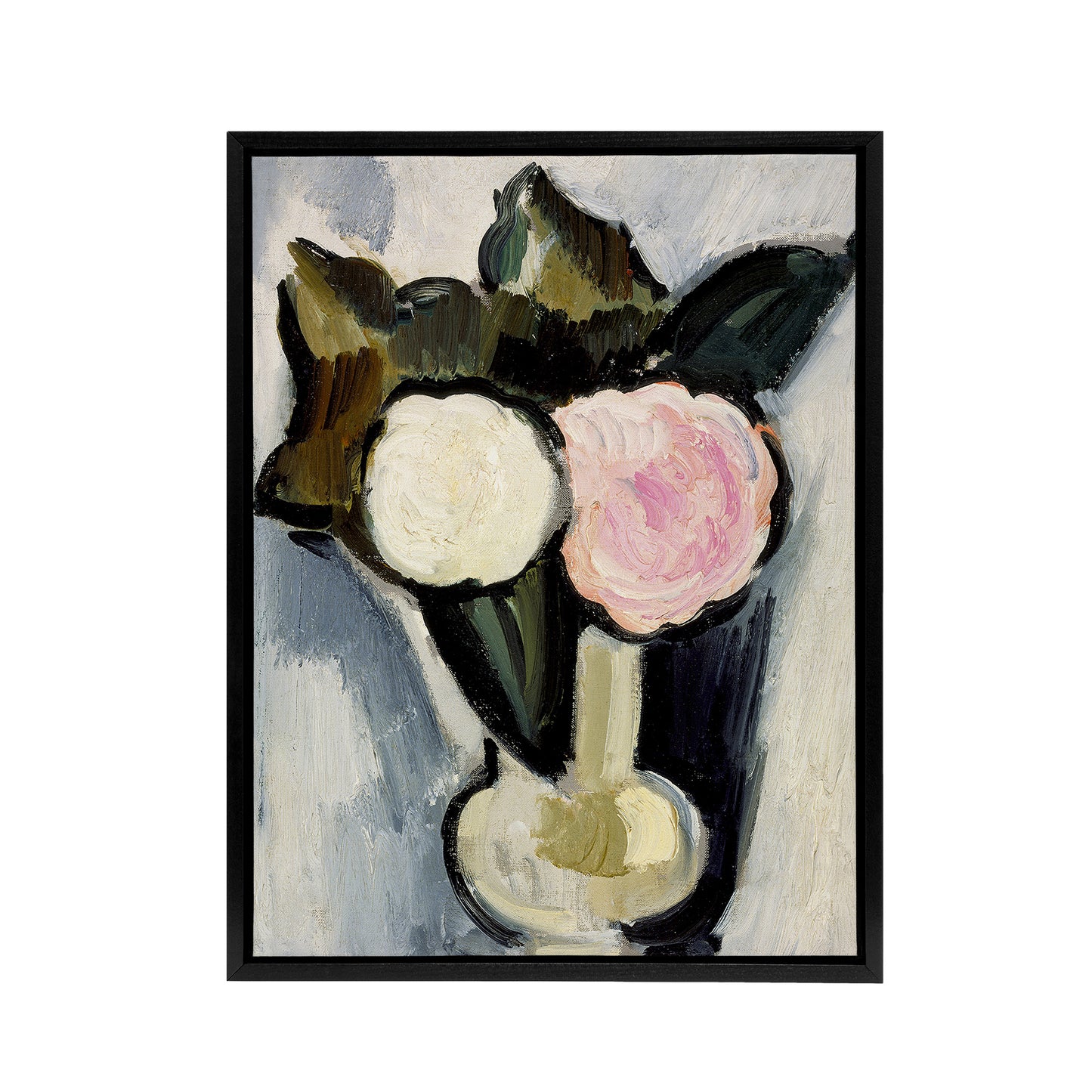 Pink and White Flowers in a Vase Hartley Black Framed Canvas Wall Art