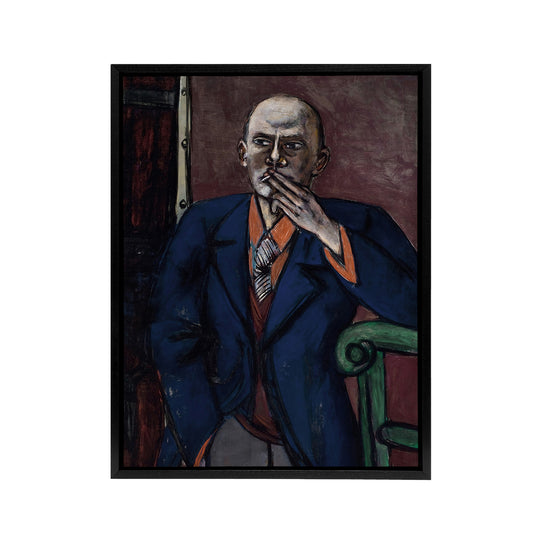 1950 Self Portrait With Cigarette Beckmann Black Framed Canvas Wall Art