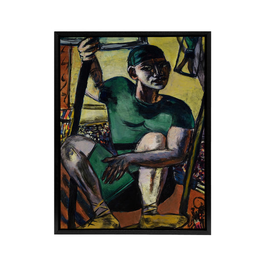 Acrobat Portrait on the Trapeze Max Beckmann Black Framed Canvas Wall Art