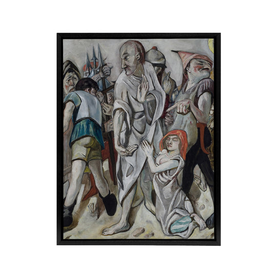 Jesus Christ and the Sinner Max Beckmann Black Framed Canvas Wall Art