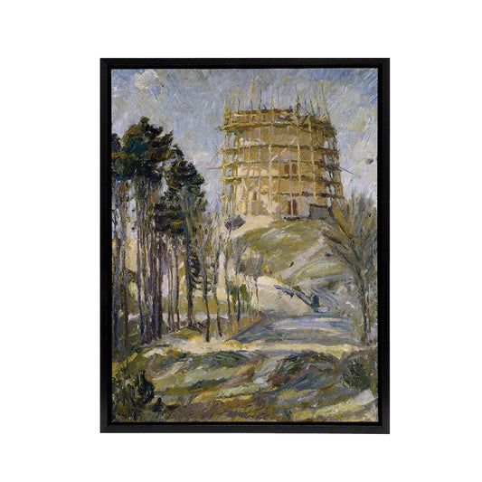 Water Tower in Hermsdorf Landscape Beckmann Black Framed Canvas Wall Art