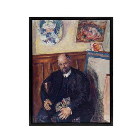 Ambroise Vollard Portrait with a Cat Bonnard Black Framed Canvas Wall Art