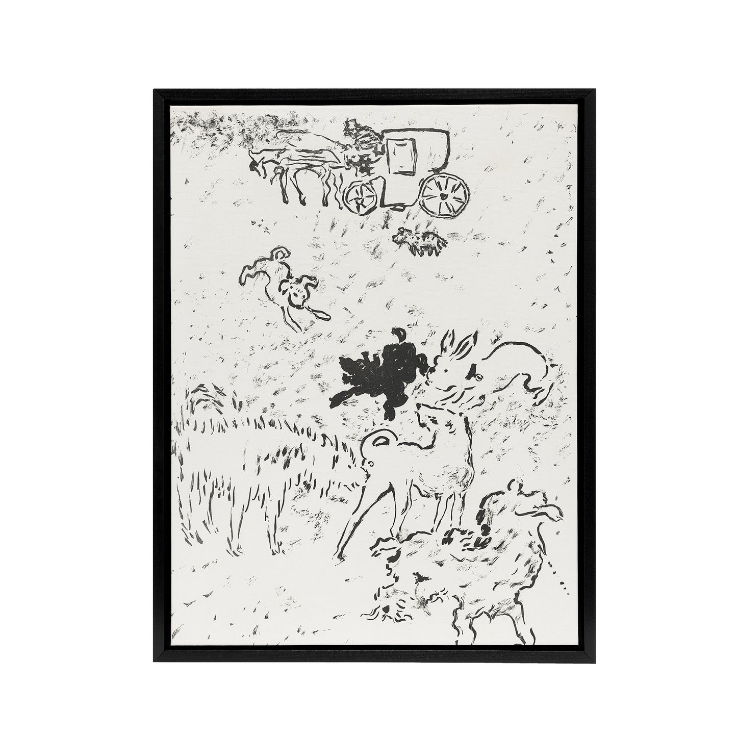 The Dogs Art Nouveau Drawing Pierre Bonnard Black Framed Canvas Wall Art