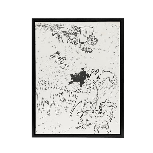 The Dogs Art Nouveau Drawing Pierre Bonnard Black Framed Canvas Wall Art