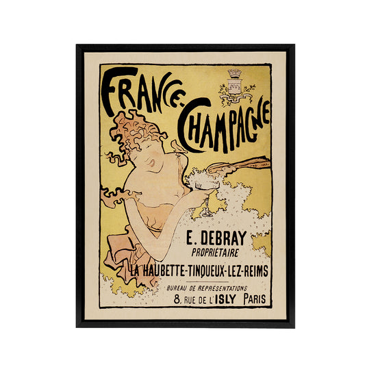France Champagne Vintage Advert Bonnard Black Framed Canvas Wall Art