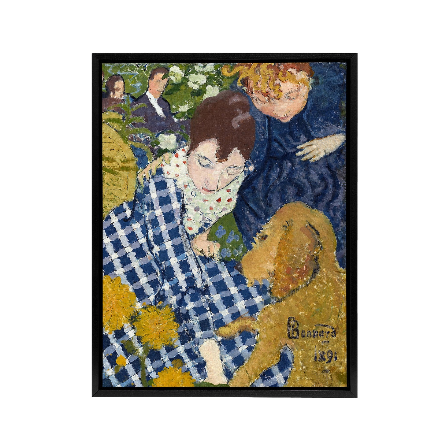 Women with Dog Art Nouveau Painting Bonnard Black Framed Canvas Wall Art
