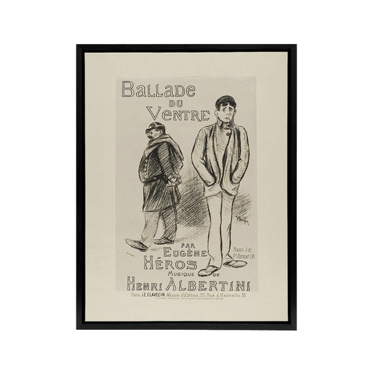 Ballade du Ventre Theatre Poster Steinlen Black Framed Canvas Wall Art