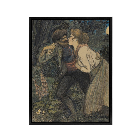 La Chienne Au Loup Painting Steinlen Black Framed Canvas Wall Art Print
