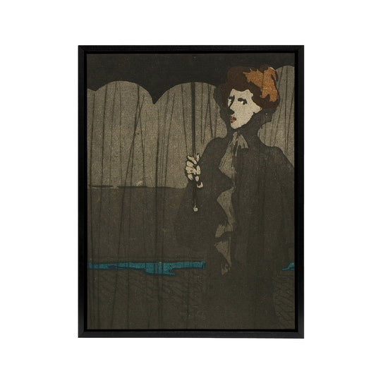 The Shower Art Nouveau Painting Steinlen Black Framed Canvas Wall Art