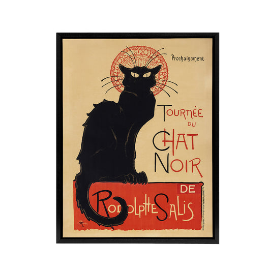 Black Cat Chat Noir Cabaret Vintage Ad Steinlen Framed Canvas Wall Art