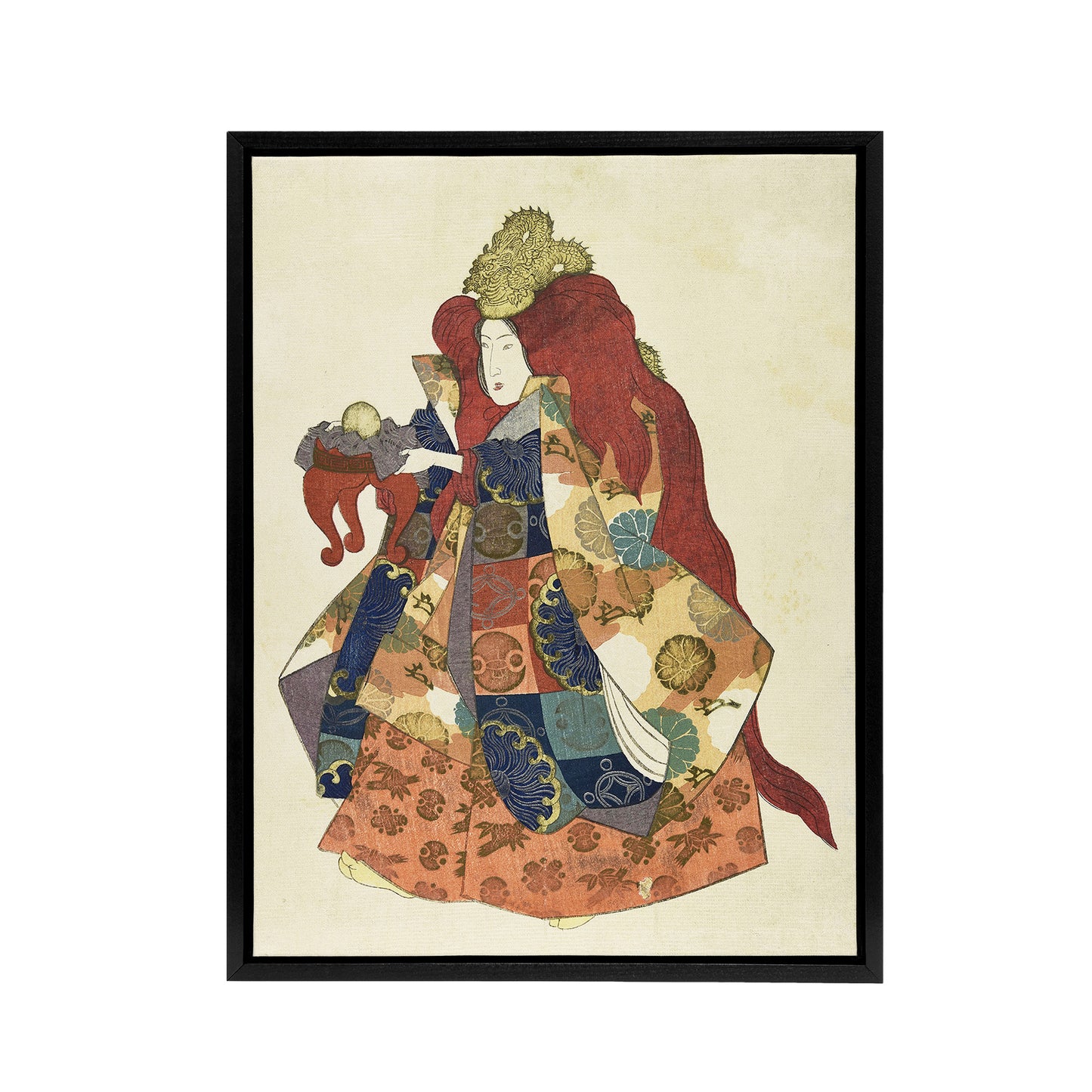 Sea God Riujin Japanese Kabuki Actor Kuniyoshi Framed Canvas Wall Art