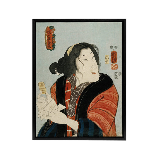 Courtesan Shiraito Vintage Japanese Kuniyoshi Framed Canvas Wall Art