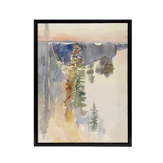 Albert Edelfelt View from Kaukola Ridge Watercolour Black Framed Canvas Art