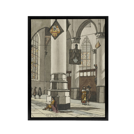 Cornelis Ploos van Amstel Gothic Church Interior Black Framed Canvas Art Print