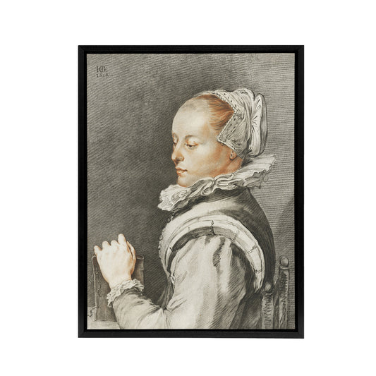 Cornelis Ploos van Amstel Portrait of a Young Woman Black Framed Canvas Art