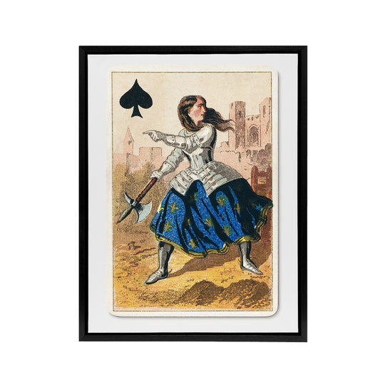 E Le Tellier Joan of Arc Queen of Spades Black Framed Canvas Wall Art Print