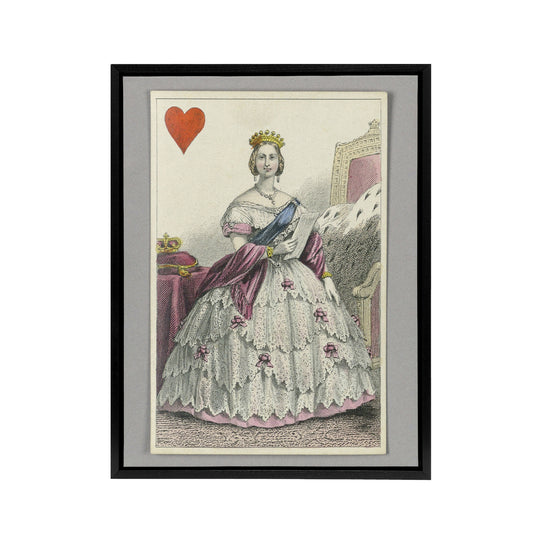 E Le Tellier Victoria Queen of Hearts Card Design Black Framed Canvas Art Print