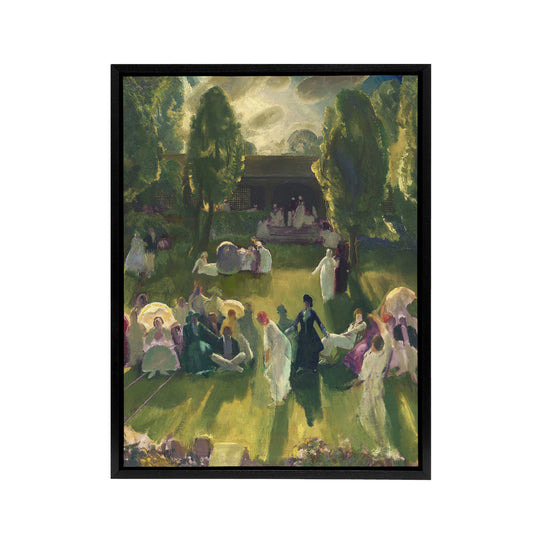 George Bellows Tennis at Newport Painting Detail Black Framed Canvas Art Print