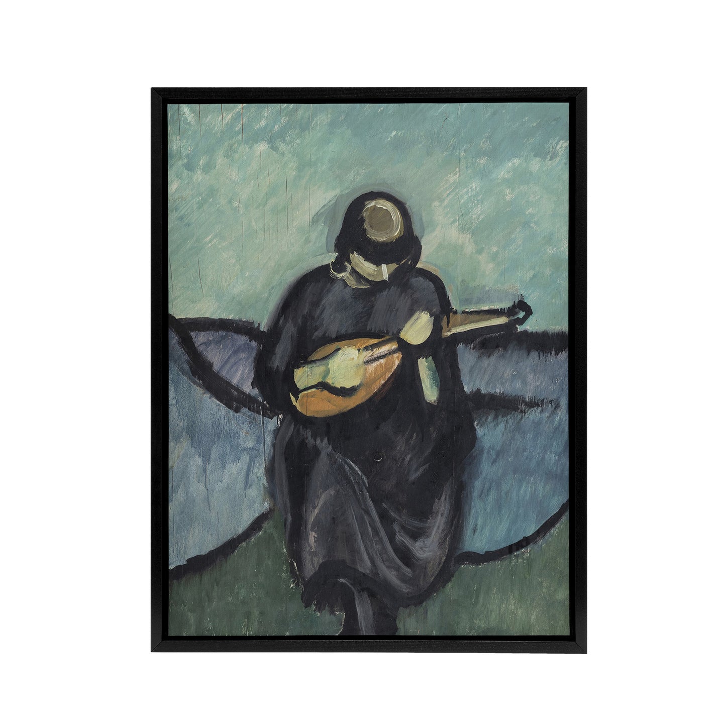 Harald Giersing Mandolin Player Abstract Portrait Black Framed Canvas Art Print