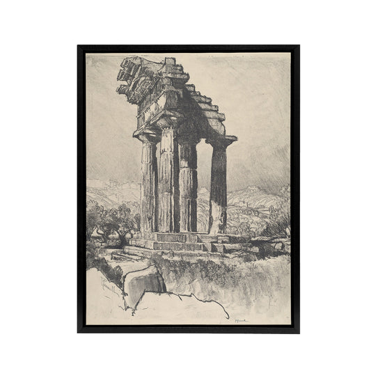 Joseph Pennell The Columns of Castor and Pollux Black Framed Canvas Art Print