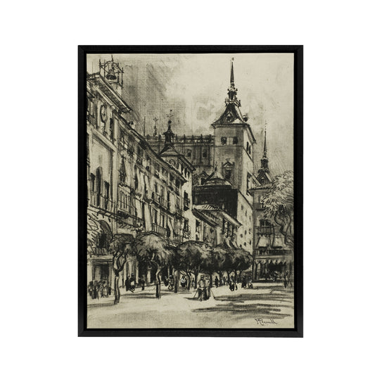 Joseph Pennell The Zocodover Toledo Cityscape Drawing Black Framed Canvas Art