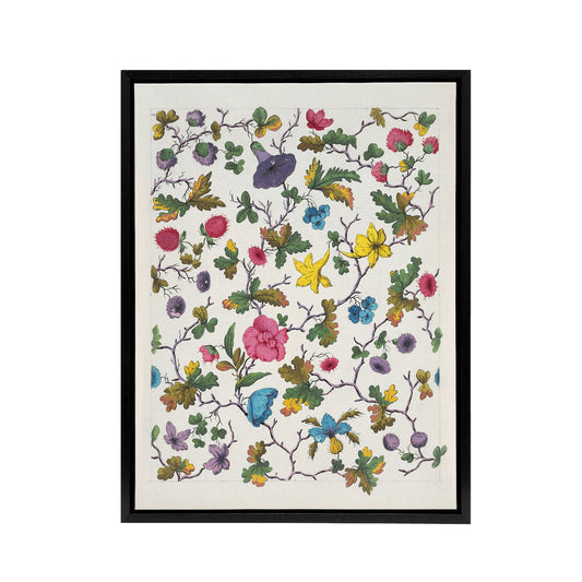 Louis Albert DuBois Floral Design For Textile Black Framed Canvas Art Print